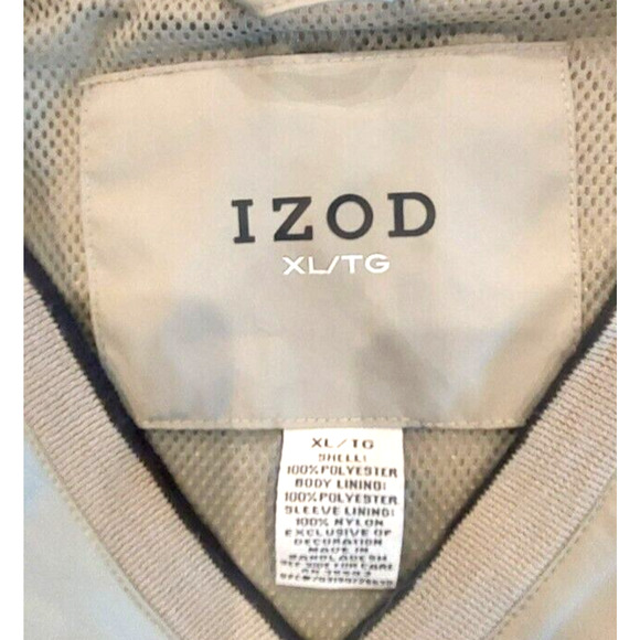 IZOD Golf V Neck Nylon Pullover Long sleeve Windbreaker Tan Jacket Men's Size XL - Picture 4 of 8